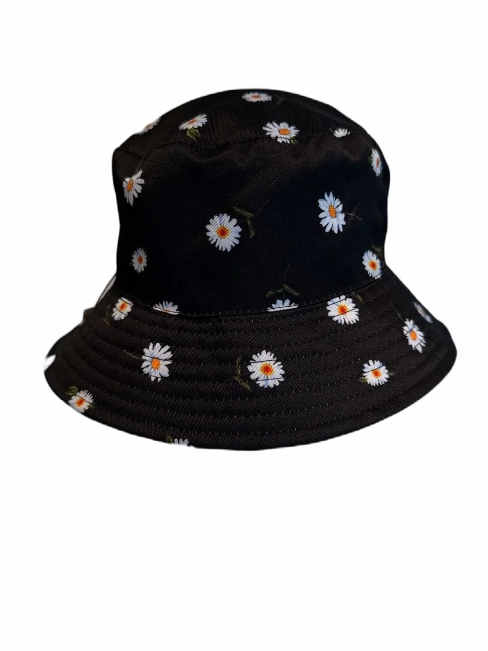 Alice + Olivia by Stacey Bendet black reversible daisy print bucket hat NWT